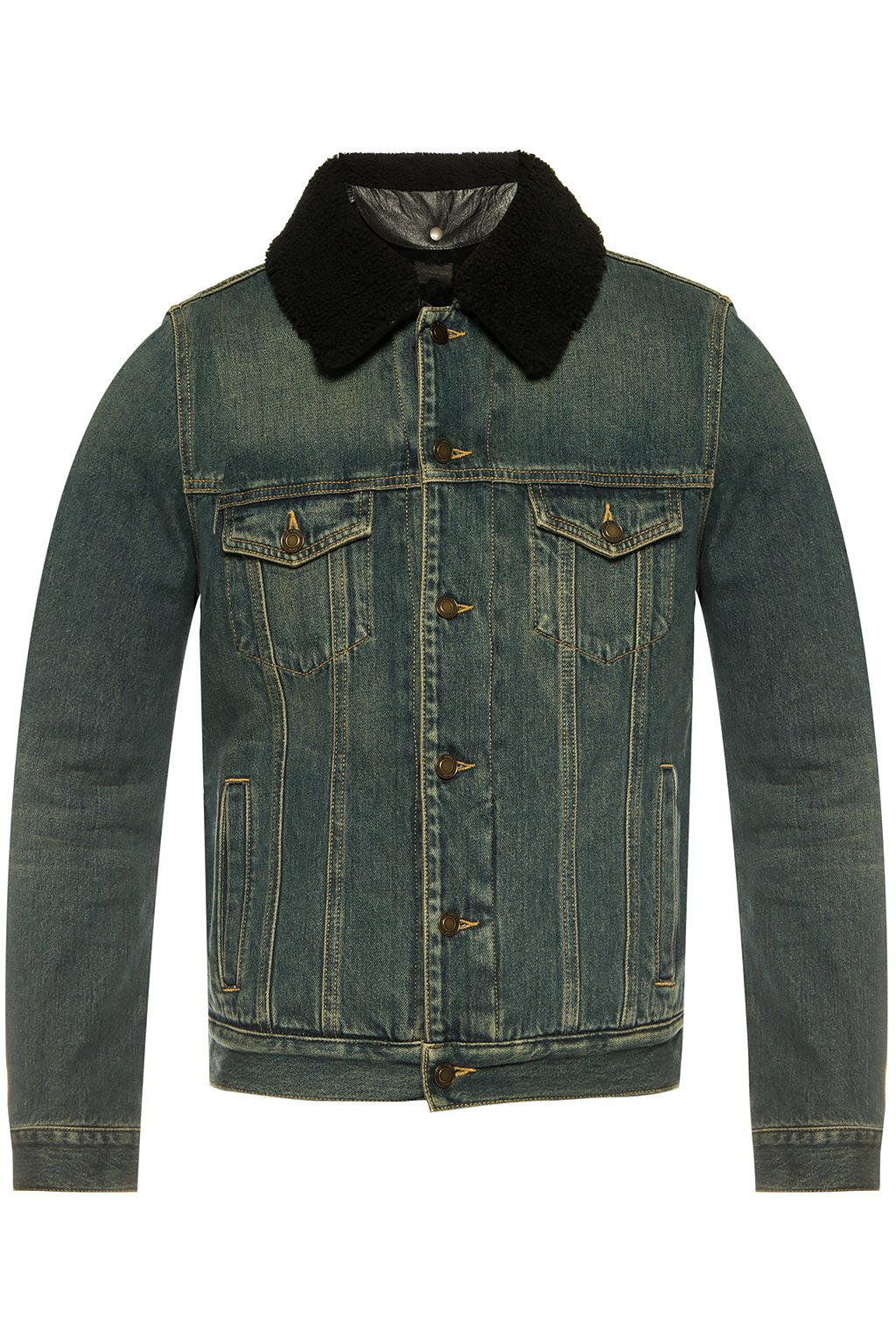 Saint laurent shearling sale denim jacket